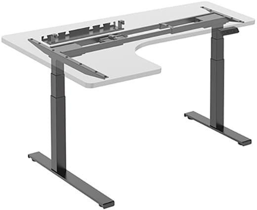 Stela� rama biurka narożnego, elektycznie regulowany, organizer kabli, system antykolizyjny, czarny, 125 kg Powerton