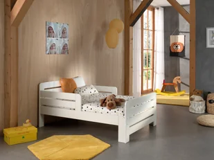 Łóżko dziecięce Vipack Jumper rozkładane od 140-200 cm, z materacem 140+60 cm, wykonane z litego białego drewna sosnowego - Łóżka dla dzieci i młodzieży - miniaturka - grafika 1