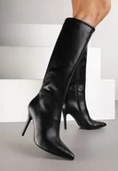 Kozaki damskie - Czarne Klasyczne Kozaki na Szpilce Latiara - Renee - miniaturka - grafika 1