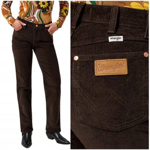Wrangler SUNSET Mole proste brązowe damskie spodnie sztruksy W34 L32 - Spodnie damskie - miniaturka - grafika 1