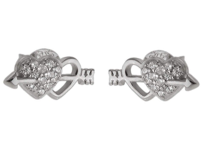 KOLCZYKI SREBRNE SERCA ZE STRZAŁĄ K2617 - 1,3g.