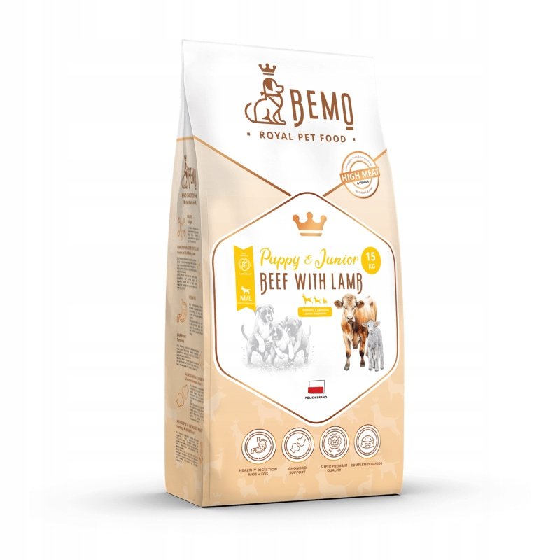 Sucha karma Bemo Puppy&junior 15kg wołowiną jagnięciną szczeniąt szczeniaka