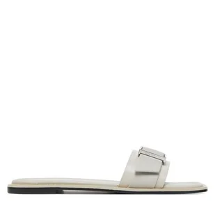 Klapki Calvin Klein Flat Slide W/Buckle - Lth HW0HW02490 Szary - Klapki i japonki damskie - miniaturka - grafika 1