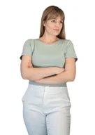 Bluzki damskie - Koszulka damska z krótkim rękawem CARLA miętowa L - BABELL - miniaturka - grafika 1