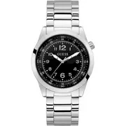 Zegarki męskie - Srebrny zegarek Guess Max z czarną tarczą i srebrną bransoletką GW0493G1 - miniaturka - grafika 1
