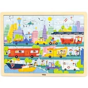 Puzzle - VIGA 44582 Puzzle na podkładce 48 elementów poznajemy transport w mieście 3996 - miniaturka - grafika 1