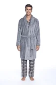 Szlafroki męskie - Męski szlafrok JACOB Szary XXL - miniaturka - grafika 1