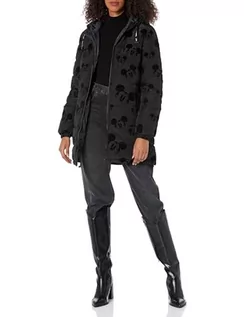 Płaszcze damskie - Desigual Damski wyściełany długi płaszcz, Czarny, XL - grafika 1