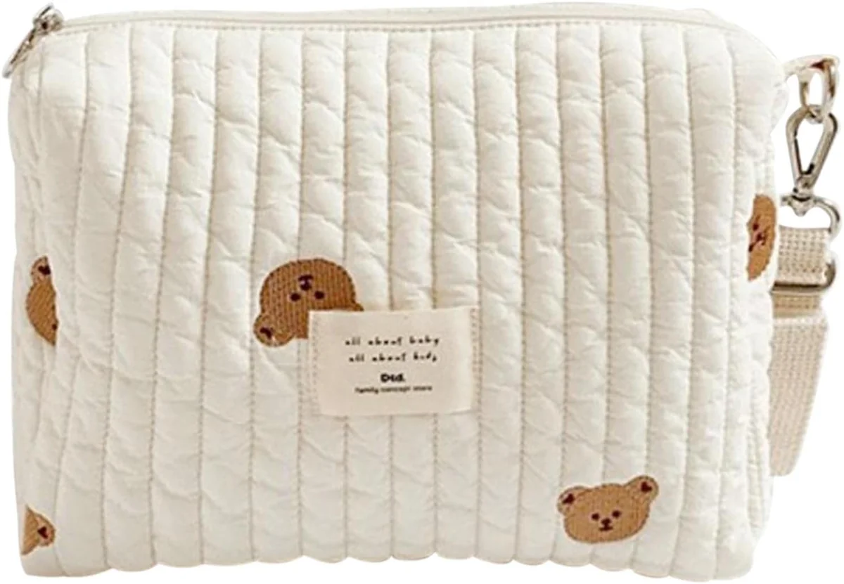 Mini torba na pieluchy 26x19 cm organizer na ramię bawełniana biała