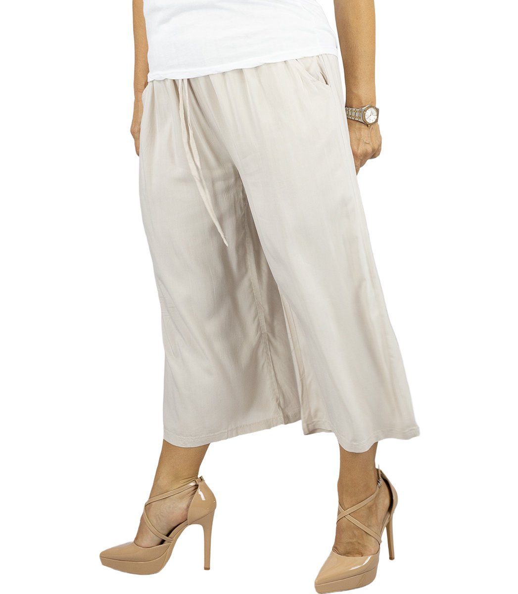 Damskie spodnie kuloty z bawełny, szerokie nogawki CAMILLA-L/XL