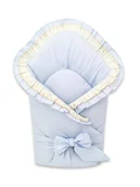 Rożki i beciki - Becik z falbanką i koronką, 75x75cm, BAWEŁNA 100%, BŁĘKIT - miniaturka - grafika 1