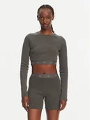 Bluzki damskie - adidas Bluzka Ribbed JD0014 Czarny Slim Fit - miniaturka - grafika 1