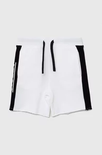 Spodnie i spodenki dla chłopców - Sisley szorty bawełniane dziecięce kolor biały regulowana talia - grafika 1