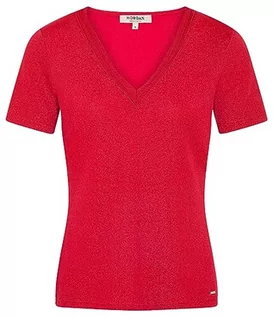 Koszulki i topy damskie - Morgan Damska koszulka z krótkim rękawem z dekoltem w serek DIWI Malina TXS, malina, XS - grafika 1