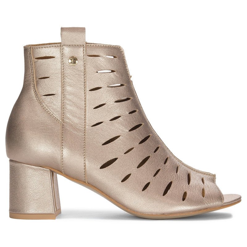 Maciejka Botki Damskie Skórzane Złote-36