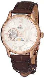 Paski - Orient Męski analogowy zegarek automatyczny ze skórzanym paskiem RA-AS0009S10B, różowe złoto-białe, Pasek - grafika 1