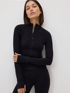 Bluzy damskie - Reserved - Bluza z suwakiem - czarny - miniaturka - grafika 1