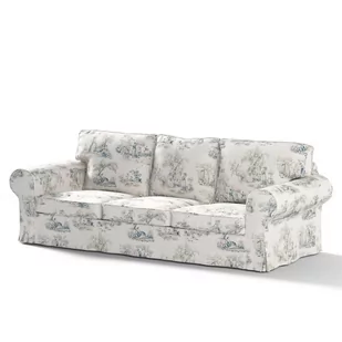 Dekoria Pokrowiec na sofę Ektorp 3-osobową rozkładaną tło ecru niebieskie postacie 218 x 88 x 88 cm Avinon 795-132-66 - Pokrowce na meble - miniaturka - grafika 1