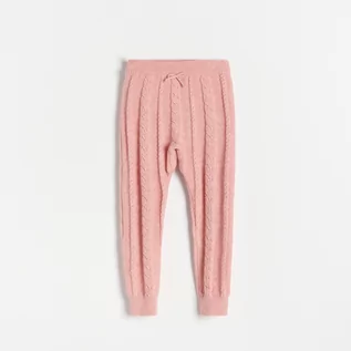 Spodnie i spodenki dla dziewczynek - Reserved - Dzianinowe spodnie z wiskozą - Różowy - grafika 1