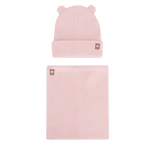 Komplet czapka i komin Nelli Blu 7KF-001-AW24 Różowy - Czapki dla dzieci - miniaturka - grafika 1
