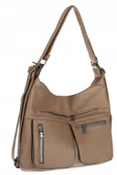 Torebki damskie - Torebka Damska Shopper Listonoszka Plecak 2w1 worek na Ramię 88021 Beżowa - miniaturka - grafika 1