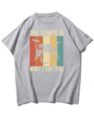 Koszulki i topy damskie - Koszulka oversize Tempo Perkusisty Muzyka Kolory Prezent Szara M - miniaturka - grafika 1