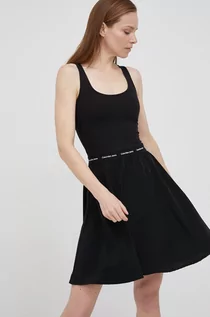 Sukienki - Calvin Klein Jeans Jeans sukienka kolor czarny mini rozkloszowana - grafika 1
