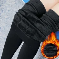 Rajstopy - TEMU Wygodne Damskie Rajstopy z Podszewką Polarową - Wysoki Stan, Elastyczne, Ciepłe na Zimę, Bordowy, Miękkie i Izolujące, 1 Para, Idealne na Zimowe - miniaturka - grafika 1