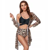Stroje kąpielowe - STRÓJ KĄPIELOWY WYSOKI STAN PANTERKA KIMONO XL - miniaturka - grafika 1