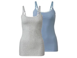 esmara® Topy do karmienia z biobawełną, 2 sztuki (XS (32/34), Jasnoniebieski, szary) - Bielizna ciążowa - miniaturka - grafika 1