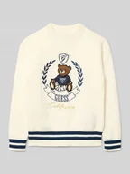 Swetry dla dziewczynek - Sweter z dzianiny z wyhaftowanym logo - miniaturka - grafika 1