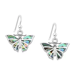 Srebrne kolczyki motyle z muszlą Abalon - Kolczyki - miniaturka - grafika 1