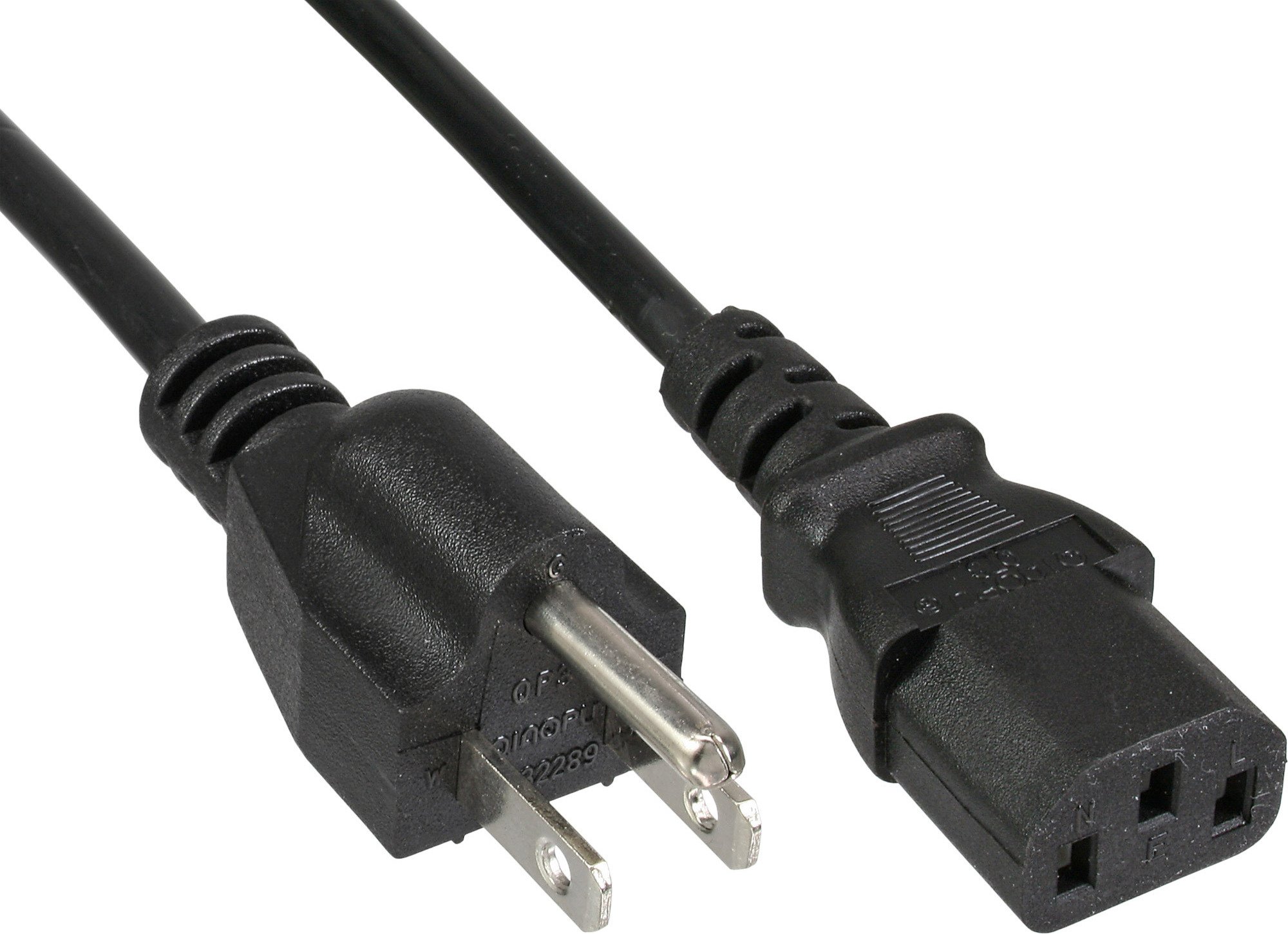 40-pakowy kabel sieciowy InLine®, wtyczka sieciowa USA do testu IEC. C13, 1,8 m