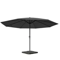Parasole ogrodowe - Parasol Meran Pro, parasol gastronomiczny bez falbany Ø 5m poliester/aluminium 28kg ~ antracyt ze stojakiem - miniaturka - grafika 1