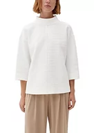 Bluzy damskie - s.Oliver BLACK LABEL Damska bluza ze wzorem, biały, 44 - miniaturka - grafika 1