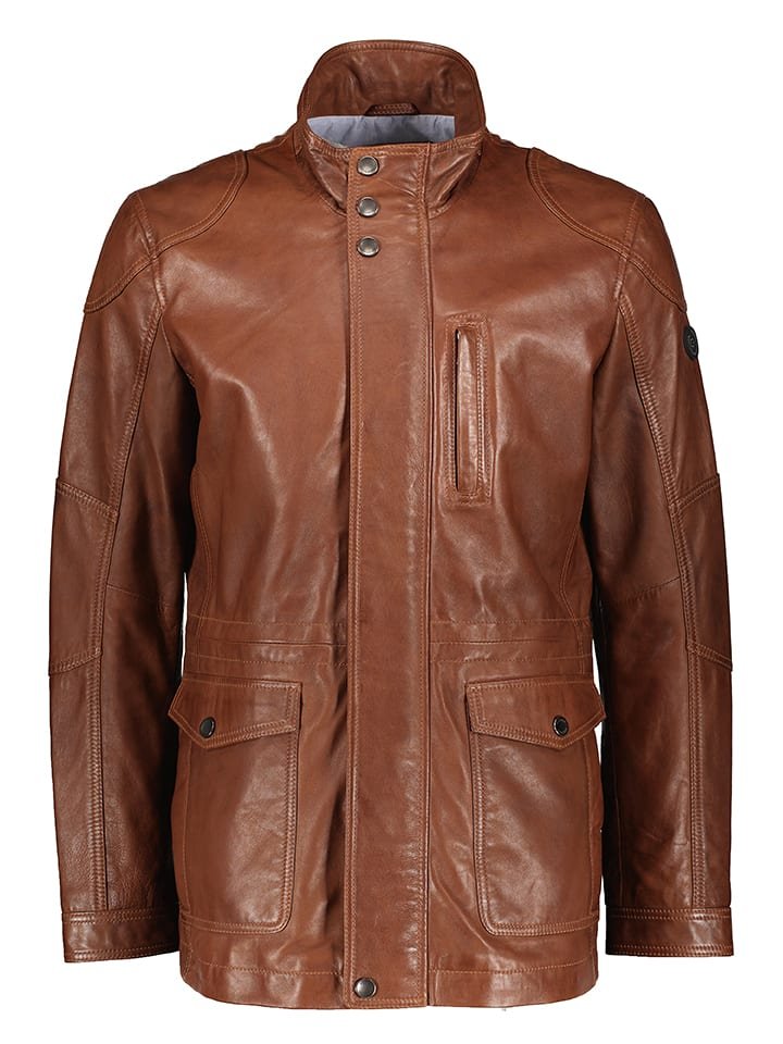 Bugatti Skórzana kurtka w kolorze jasnobrązowym