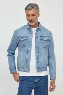Kurtki męskie - Armani Exchange kurtka jeansowa męska kolor niebieski przejściowa - grafika 1