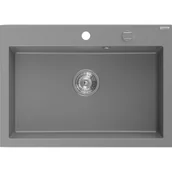 Zlewozmywaki - Mexen Elix zlewozmywak granitowy 1-komorowy 700 x 500 mm, szary, syfon chrom - 6526701005-71 - miniaturka - grafika 1