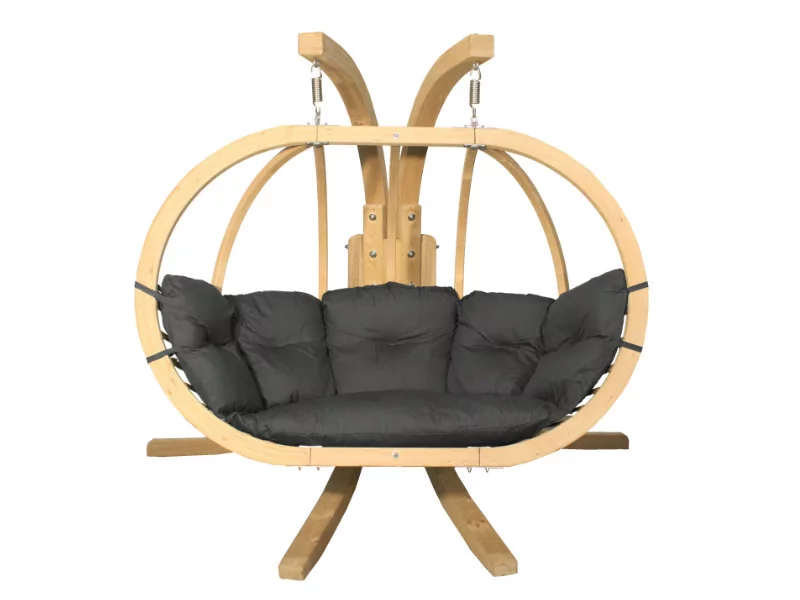 Zestaw: Dwuosobowy Fotel Wiszący Z Drewnianym Stelażem, Grafitowy Swingpod Xl Fotel + Stojak