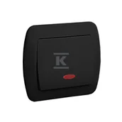 Wyłączniki światła i elektryczne - Łącznik jednobiegunowy z podświetleniem, 10AX, 250V~, zaciski śrubowe: czarny mat, AKORD - miniaturka - grafika 1