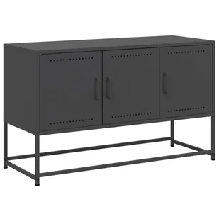 vidaXL Szafka pod telewizor czarna 100,5x39x60,5 cm stalowa - Szafki RTV - miniaturka - grafika 1