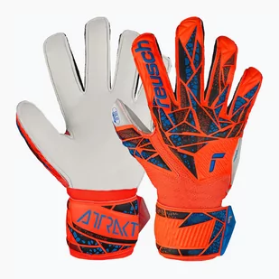 Rękawice bramkarskie dziecięce Reusch Attrakt Solid Finger Support Junior hyper orng/elec blue - Piłka nożna - miniaturka - grafika 1