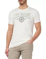 Koszulki męskie - Lee Męski t-shirt Varsity Tee Off White, rozmiar L - miniaturka - grafika 1