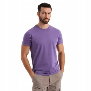 Bawełniany T-shirt męski BASIC fioletowy komfortowy OM-TSBS-0236 V13 S - Koszulki męskie - miniaturka - grafika 1