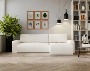 Sofa w kształcie L ARAGON narożnik tkanina Zoom biały prawy - Narożniki - miniaturka - grafika 1