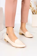 Półbuty damskie - Beżowe lordsy półbuty polska skóra Casu 2013 - miniaturka - grafika 1