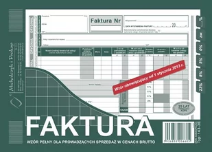Druk, faktura brutto, A5, (Pełna) (O+1k) - Druki akcydensowe - miniaturka - grafika 1