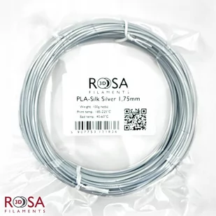 Filament ROSA 3D PLA SILK 1,75mm 100g Srebrny - Filamenty i akcesoria do drukarek 3D - miniaturka - grafika 1