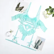 Komplety bielizny - Uroczy zestaw bielizny z pomponami - Niebieski S - miniaturka - grafika 1