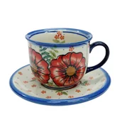 Filiżanki - Ceramiczna filiżanka ze spodkiem Ceramika Bolesławiec - miniaturka - grafika 1